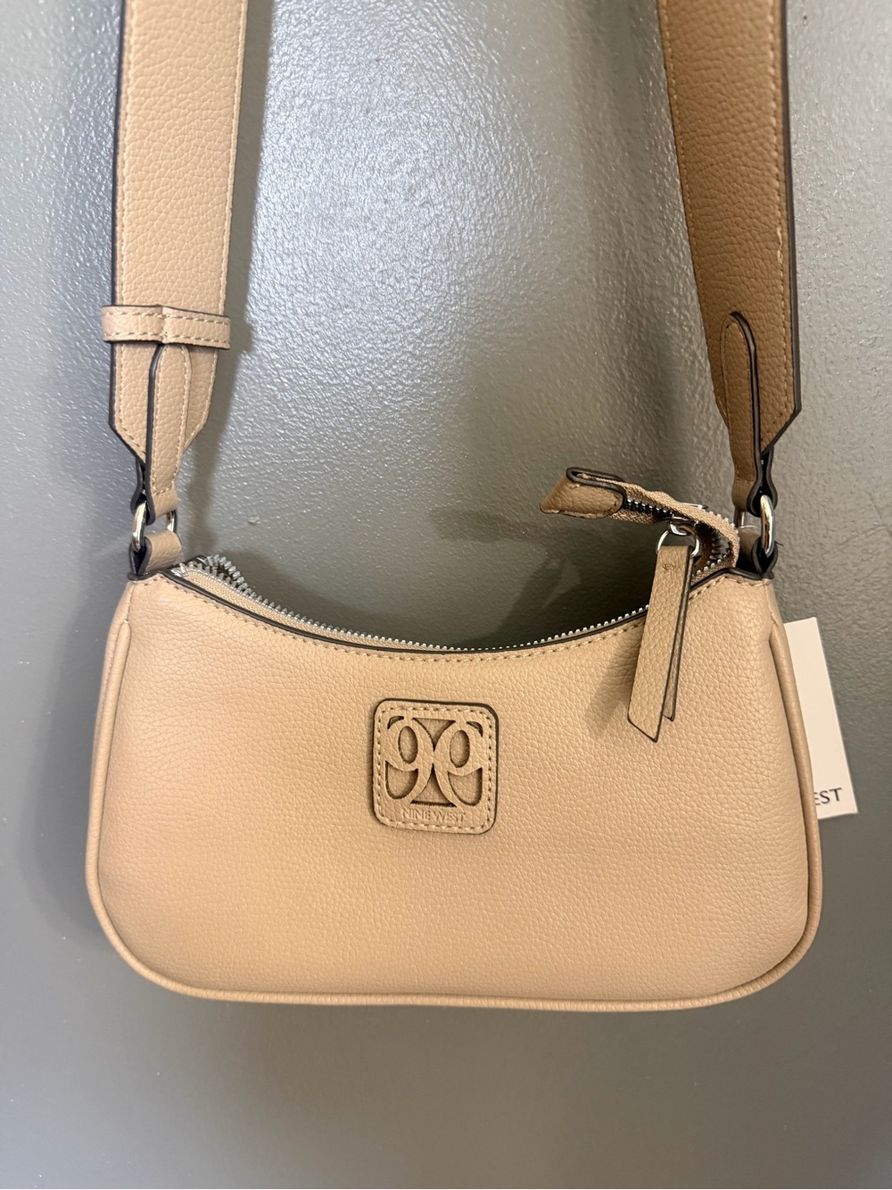 Nine West Taupe Shoulder Bag with Logo Patch NWT